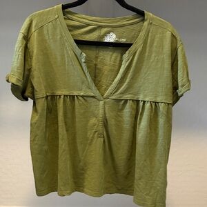 Anthropologie Olive Short Sleeve Baby Doll Top